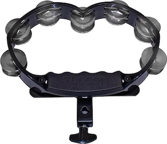 Black Plastic Mountable Tambourine - Bright Steel Jingles