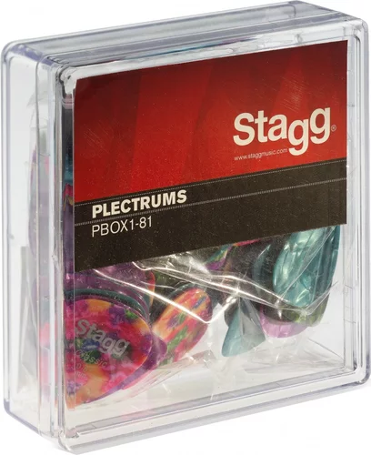 Pack of 100 Stagg 0.81 mm (0.031") standard plastic picks, various colours