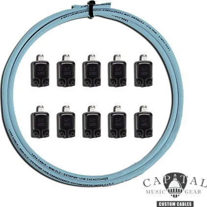 Cable DIY Kit with Square Plugs SP500BK (10) and Lava Cable Carolina Blue (5 ft.)