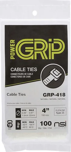 Cable Tie Natural 4" 18lb 100pk