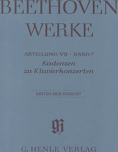 Cadenzas in the Piano Concertos - Beethoven Complete Edition, Abteilung VII, Vol. 7