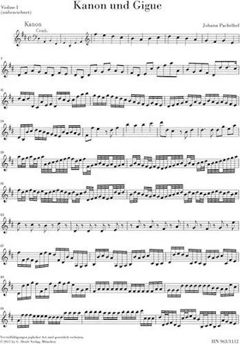 Canon and Gigue for Three Violins and Basso Continuo in D Major