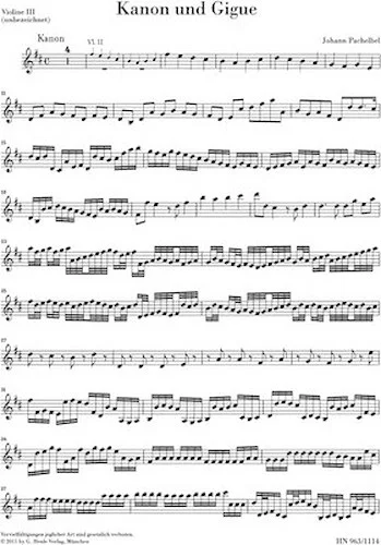 Canon and Gigue for Three Violins and Basso Continuo in D Major