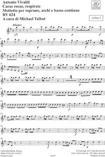 Carae Rosae, Respirate RV 624 - Motet for Soprano Solo, Strings and Basso Continuo