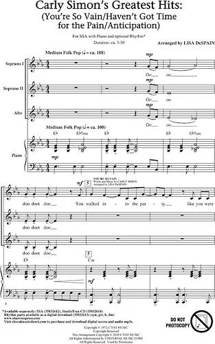 Carly Simon's Greatest Hits: A Choral Medley