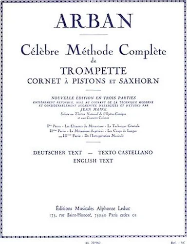 Celebre Methode Complete De Trompette Cornet A Pistons Et Saxhorn Vol 3 Arban