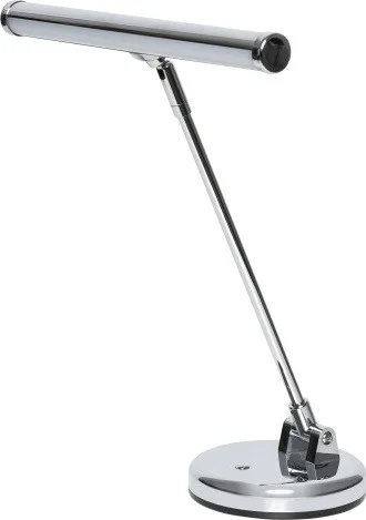Chrome battery-powered or mains-operated LED piano or desk lamp