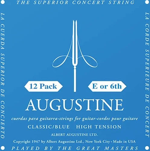 Classic/Blue - High Tension Nylon Guitar Strings - Augustine Classical String Collection (12 Pack of Low E Strings)