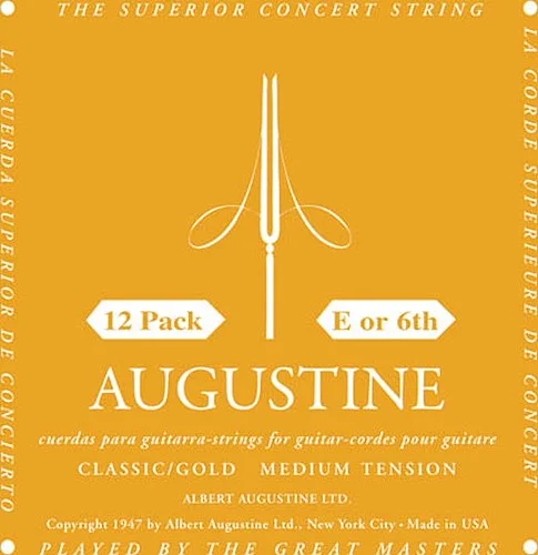 Classic/Gold - Medium Tension Nylon Guitar Strings - Augustine Classical String Collection (Low E string 12 pack)
