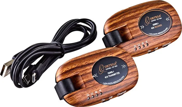 Complete Digital Wireless System for Acoustic & Electric Instruments - 2.4 GHz/ 4 Channel - Transmitter & Receiver - Walnut Design