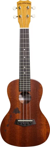 Traditional concert ukulele with mahogany top with Hawaiian islands engraving