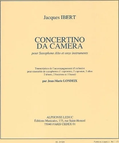 Concertino da Camera - for Alto Saxophone and Saxophone Ensemble