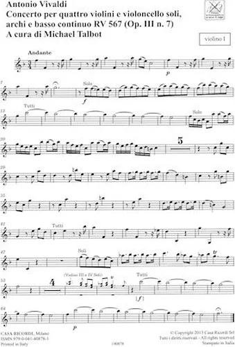 Concerto F Major, RV 567, Op. III, No. 7/Variant of Op. 3, No. 7 - Strings Continuo Rv567 (op. 3, No. 7) Dresden Pt