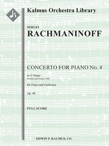 Concerto for Piano No. 4 in G minor, Op. 40 (First revised edition, 1928)<br>
