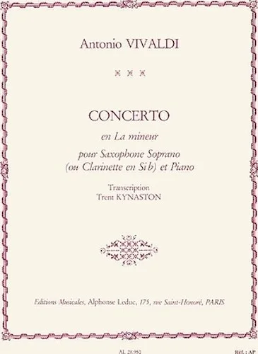 Concerto Fvii/5 Rv461 In A Minor (b Flat Saxophone)