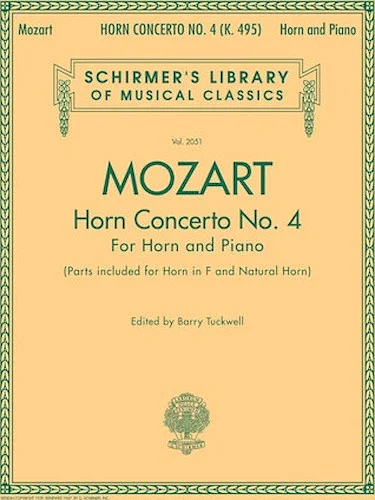 Concerto No. 4, K. 495 - for Horn in F and Piano Reduction