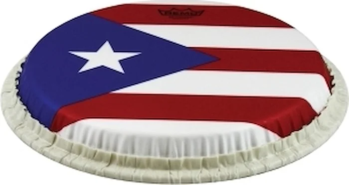 Conga Drumhead, Tucked, 11.75", Skyndeep, "puerto Rican Flag" Graphic