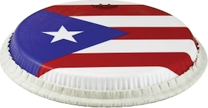 Conga Drumhead, Tucked, 12.5", Skyndeep, "puerto Rican Flag" Graphic