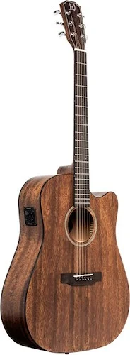 Cutaway acoustic-electric dreadnought guitar with solid mahogany top, Dovern series