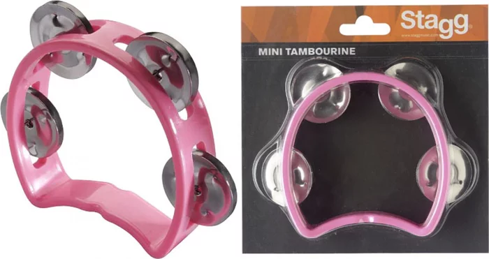 Plastic cutaway mini tambourine w/ 4 jingles