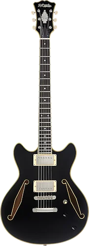 D'Angelico Excel Mini DC Tour Semi-hollowbody Electric Guitar - Solid Black