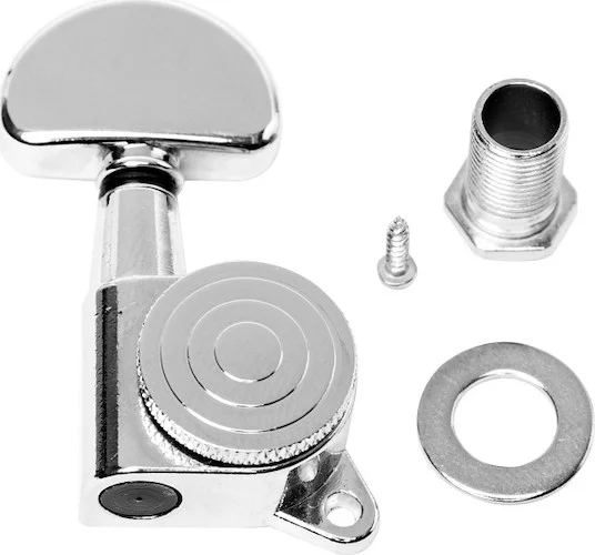 Deluxe machine heads 3 x 3, with locking system, for electric guitar, chrome finish