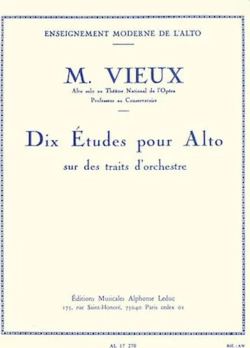 Dix Etudes pour Alto - 10 Studies for Viola