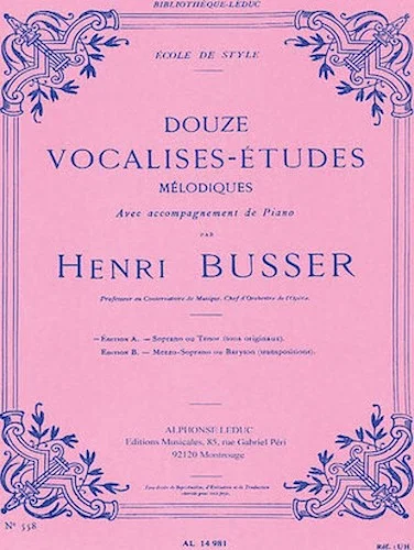 Douze Vocalises-Etudes - Edition A