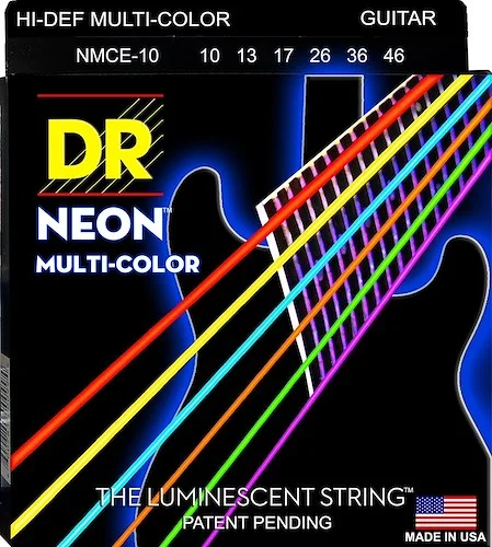 DR Strings NMCE-10 Hi-Def Neon Electric Guitar Strings. Multi-Color 10-46