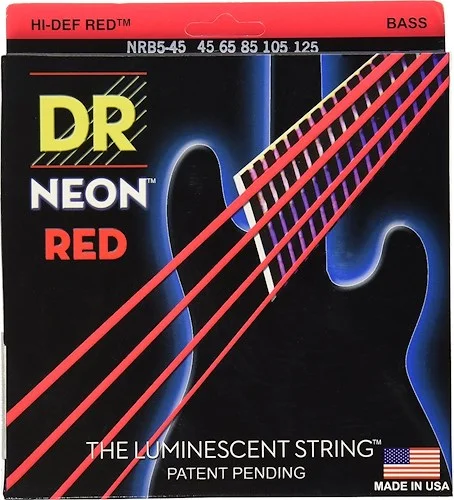 DR Strings NRB5-45 Hi-Def Neon Bass Strings (5 String). 45-125
