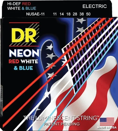 DR Strings NUSAE-11 Hi-Def Neon Electric Guitar Strings. Red White and Blue 11-50