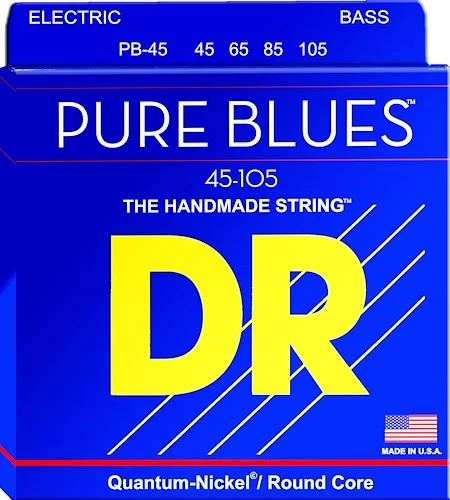 DR Strings PB-45 Pure Blues Nickel Round Core Bass Strings. 45-105