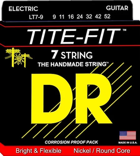 DR Strings LT7-9 Tite-Fit Nickel Plated Electric Guitar Strings (7 String). 9-52 