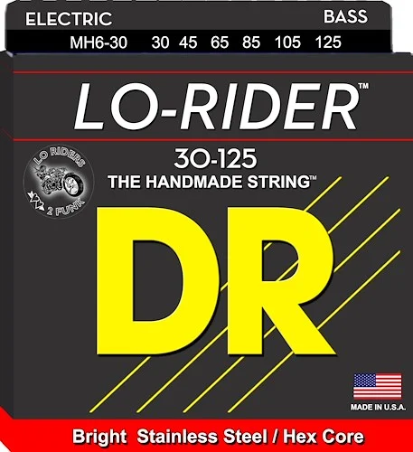 DR Strings MH6-30 Lo-Rider Stainless Steel Bass Strings (6 String). 30-125 