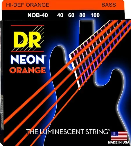 DR Strings NOB-40 Hi-Def Neon Bass Strings. Orange 40-100 