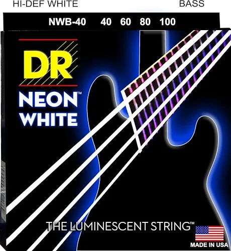 DR Strings NWB-40 Hi-Def Neon Bass Strings. White 40-100 