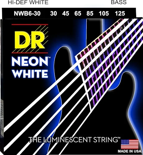 DR Strings NWB6-30 Hi-Def Neon Bass Strings (6 String). White 30-125 