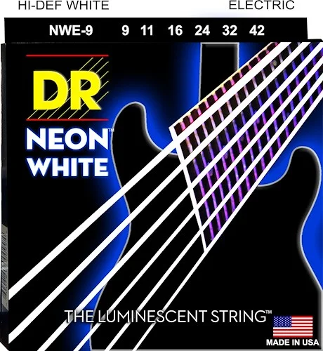DR Strings NWE-9 Hi-Def Neon Electric Guitar Strings. White 9-42 
