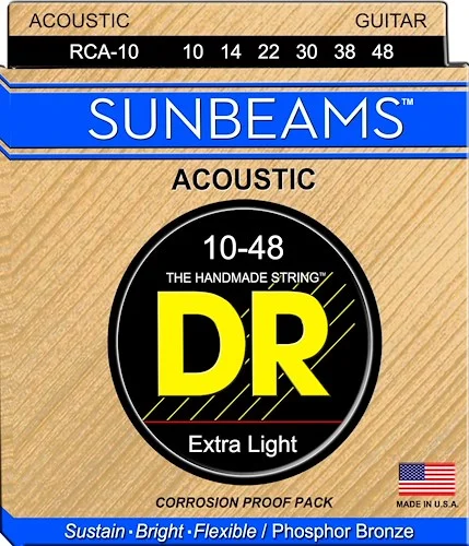 DR Strings RCA-10 Sunbeam Phosphor Bronze Acoustic Guitar Strings. 10-48