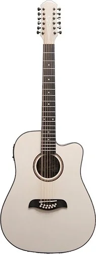 Oscar Schmidt OD312CEWH-A (12 String) Dreadnought Acoustic Electric Guitar. White