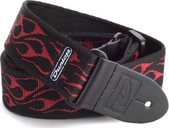 DUNLOP GUITAR STRAP RED FLAMBE
