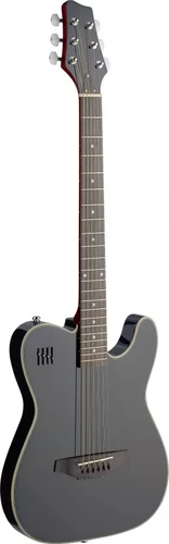 4/4 cutaway electric folk guitar with solid spruce body, black