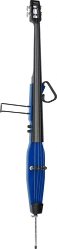 3/4 electric double bass with gigbag, transparent blue