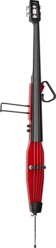3/4 electric double bass with gigbag, transparent red
