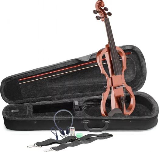 4/4 electric violin set with violinburst colour, soft case and headphones