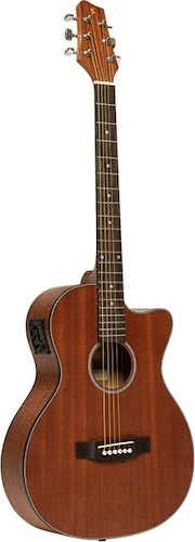 Electro-acoustic auditorium guitar with cutaway