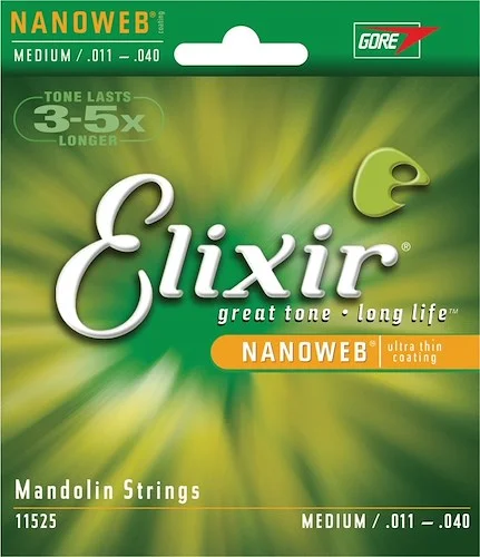 Elixir 11525 80/20 Bronze Mandolin Strings with NANOWEB. Medium 11-40