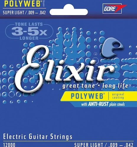 Elixir 12000 Nickel Plated Steel Electric Guitar Strings with POLYWEB. Medium 11-49