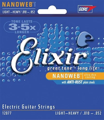 Elixir 12052 Nickel Plated Steel Electric Guitar Strings with NANOWEB. Light Heavy 10-52