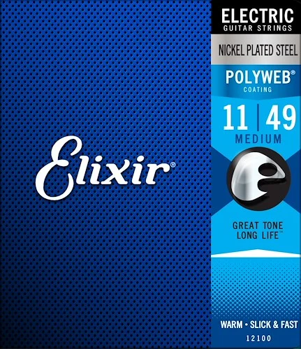 Elixir 12100 Nickel Plated Steel Electric Guitar Strings with POLYWEB. Medium 11-49